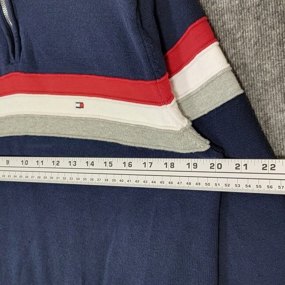 Tommy Hilfiger Sweater Mens XL Navy Long Sleeve 1/4 Zip Cotton Pullover - Picture 6 of 11